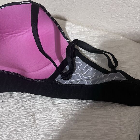 Victoria's Secret PINK Wear Everywhere Wireless Bra Black Monogram 32D - Picture 6 of 6